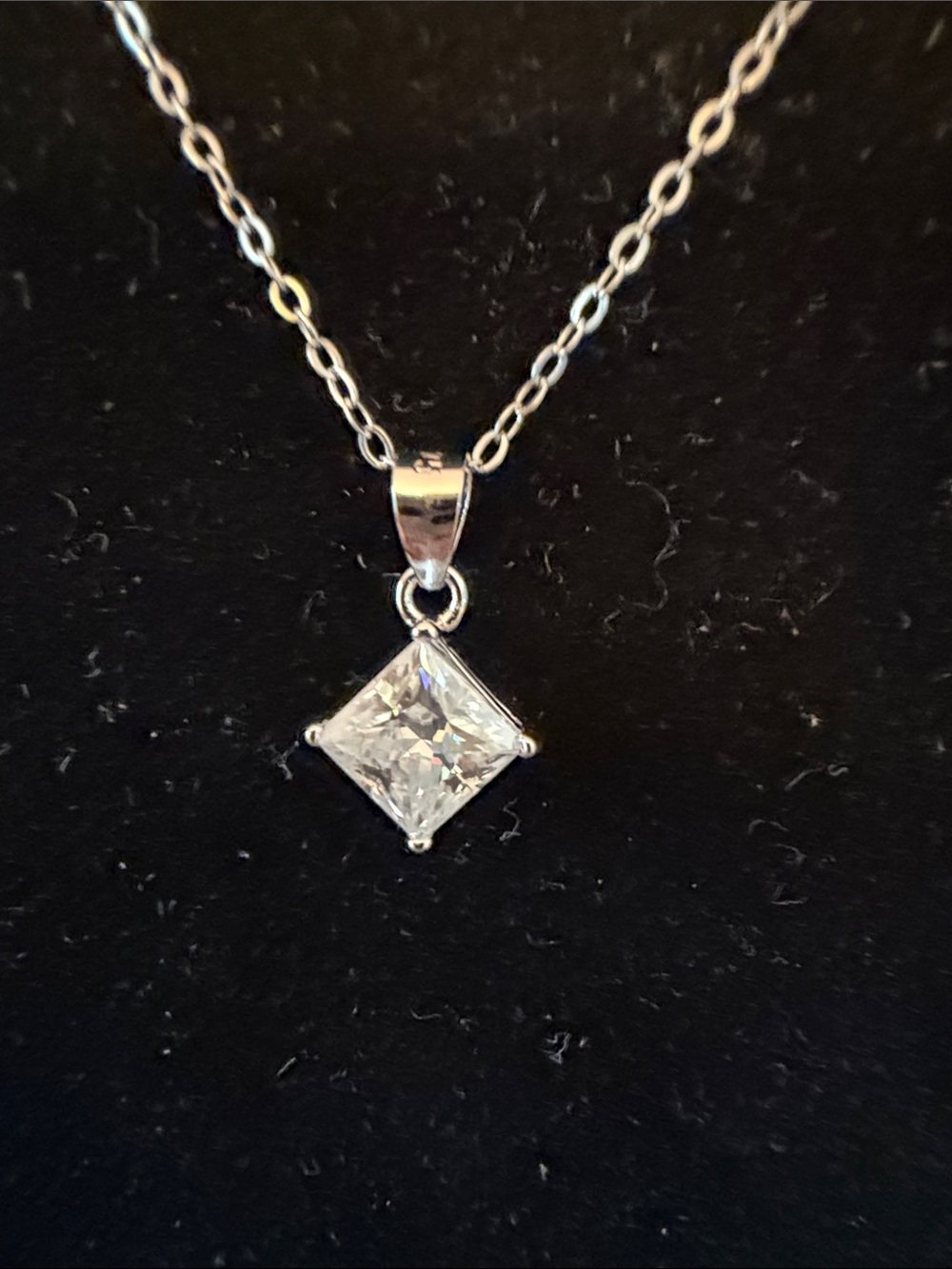Silver 925 Moissanite Clear Square-Cut Pendant Necklace 1ct color D